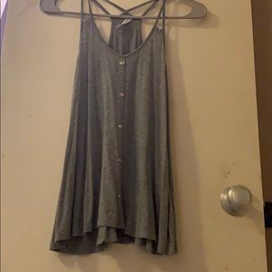 Grey double spaghetti strap tank top
